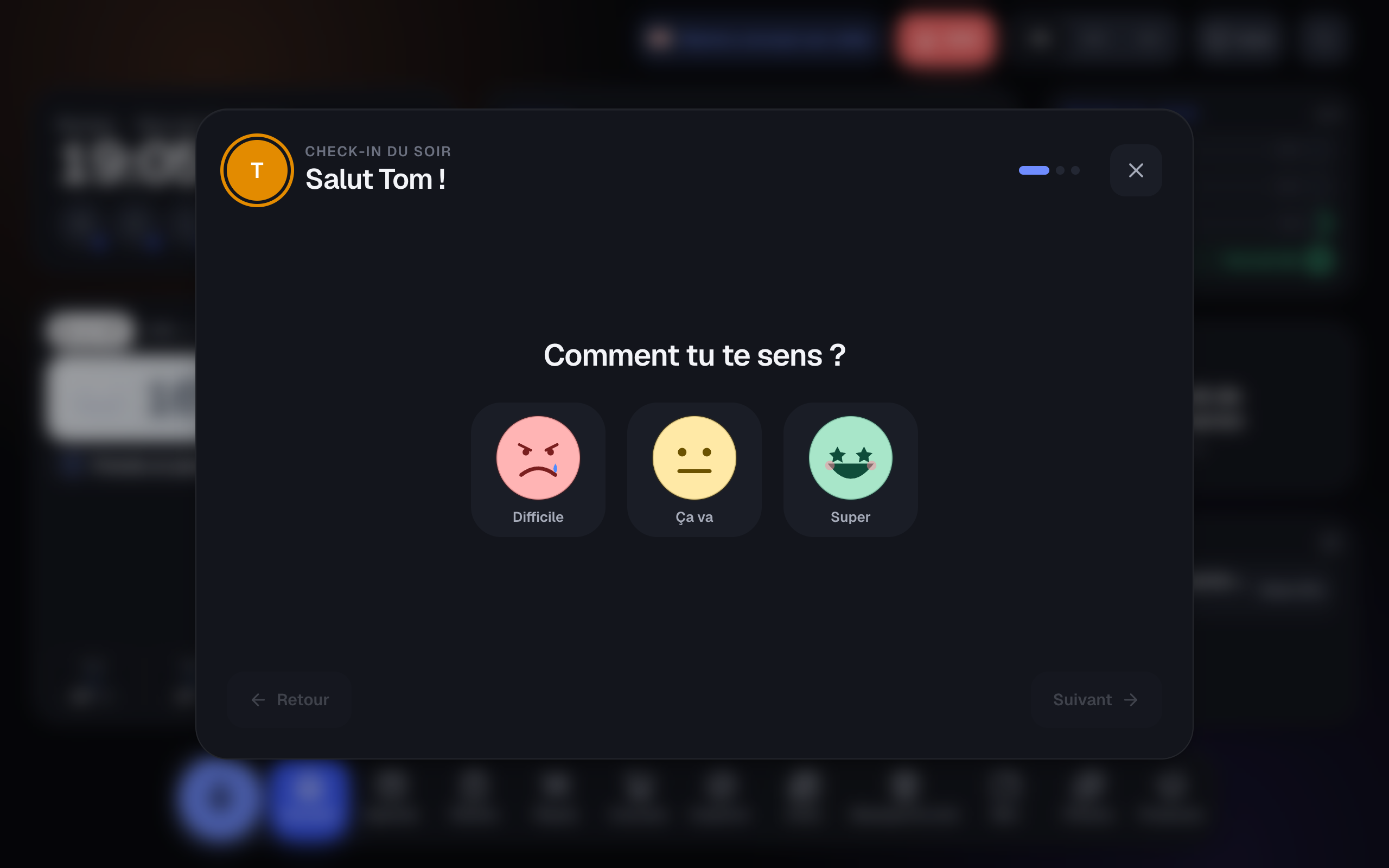Le check-in du matin : chacun touche son humeur, en trois visages