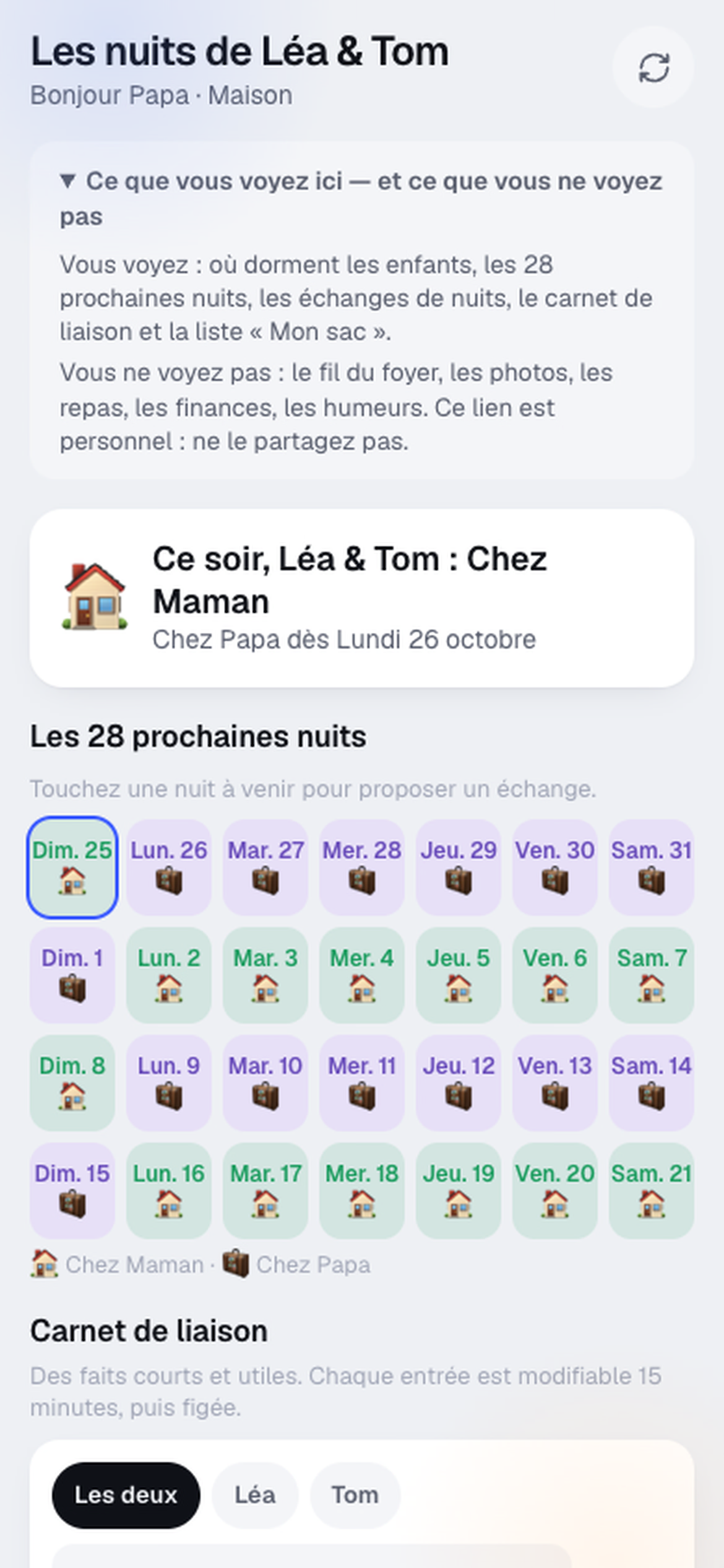 Ce que Papa voit, et ce qu'il ne voit pas, écrit sur son écran