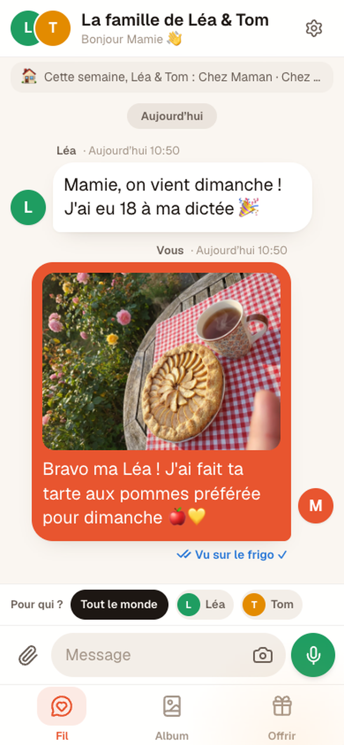L'appli de Mamie : « Cette semaine, Léa et Tom : Chez Maman »