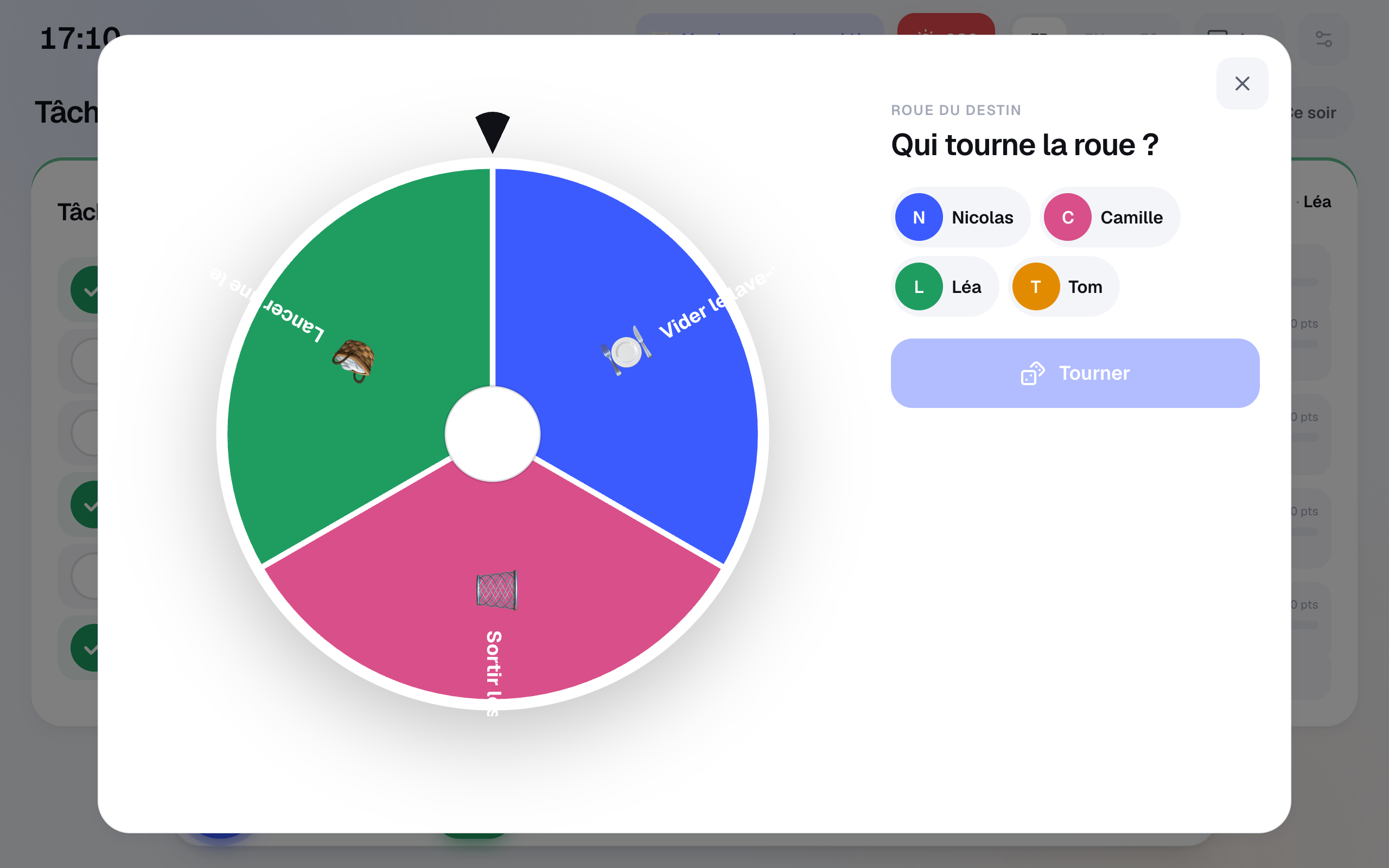 La roue du destin : qui met la table ce soir ?