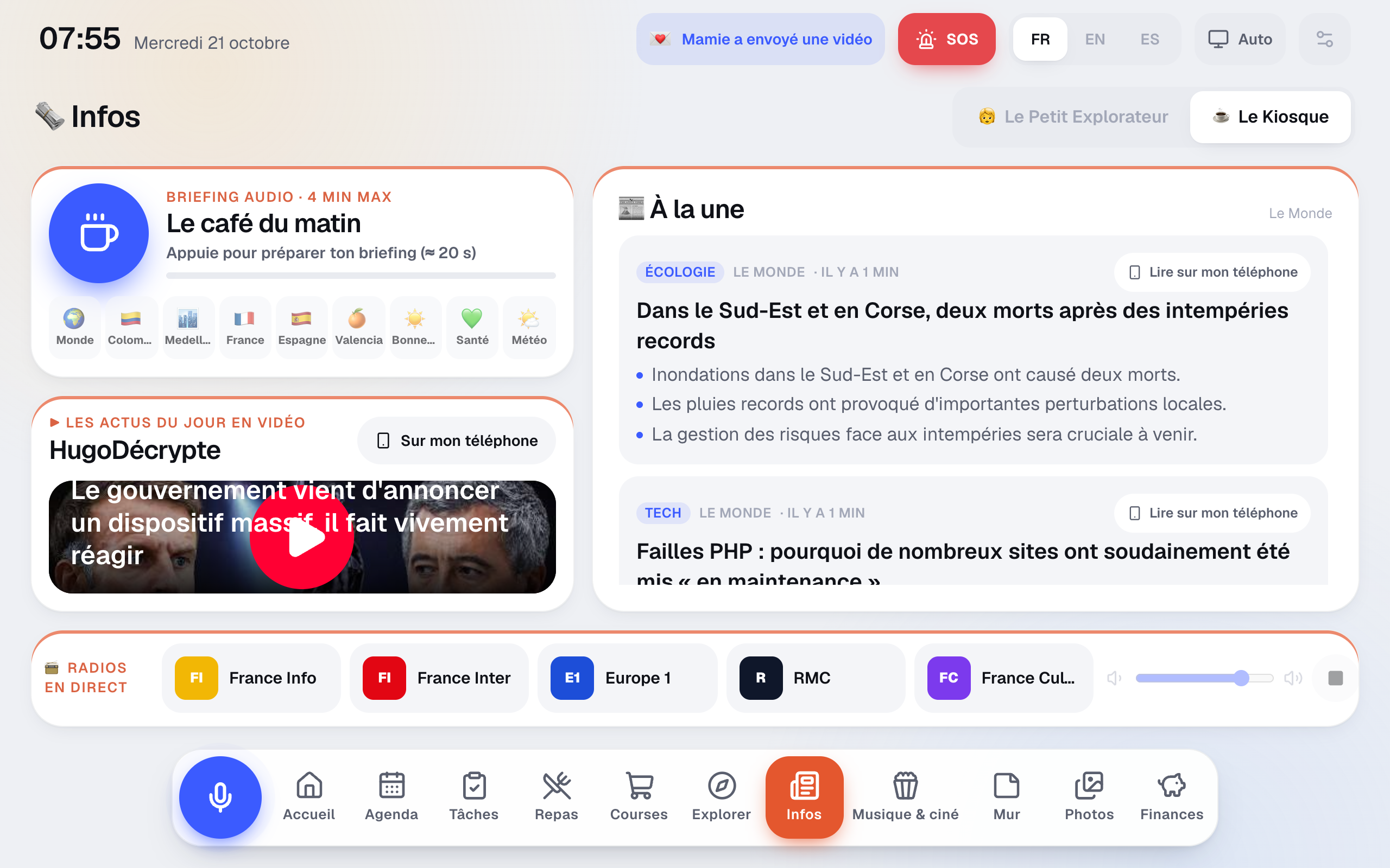 Le Kiosque : briefing audio, titres, radios
