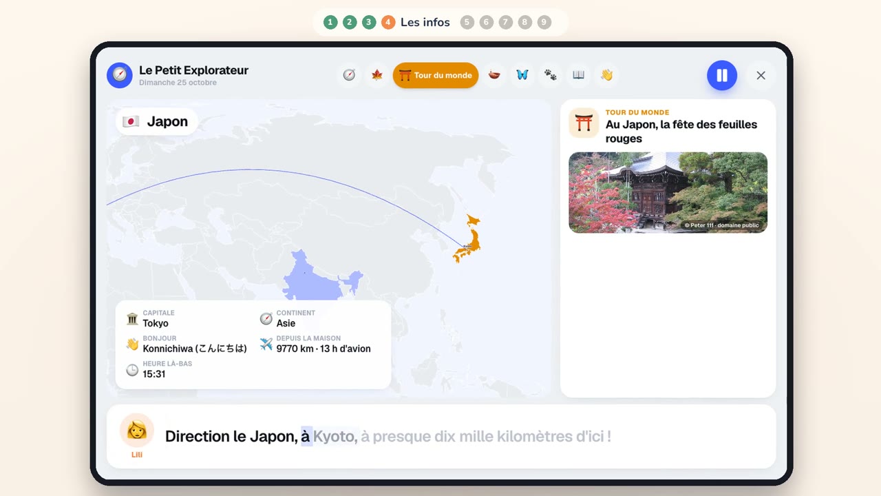 Affiche de la visite complète : Lili et Noé partent au Japon sur la carte du Petit Explorateur